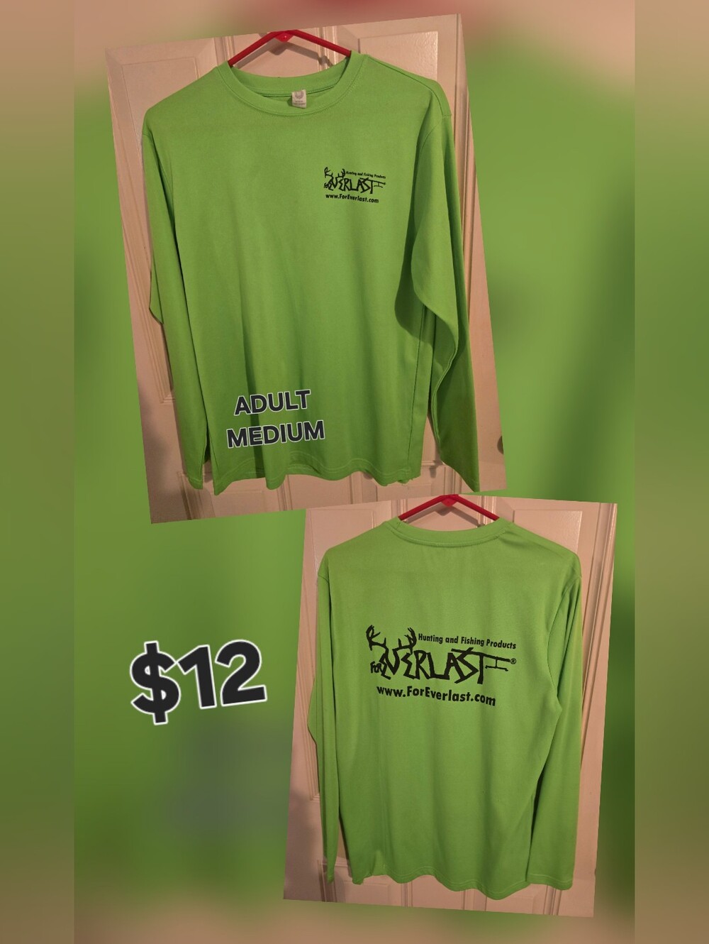 Everlast Bright Lime Green Long-Sleeve Mens Polyester Tee